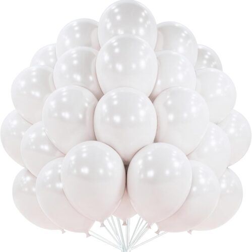 Pearl White Balloons 100 pcs 12 Inch White Latex Balloons for Wedding Bridal Graduation Engagement Baby Shower Gender Reveal Easter Anniversary Birthday Party Decorations White-Z30