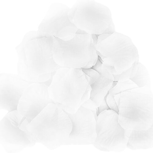 500 Pcs Exquisite White Rose Petals, Emulation Silk Rose Petals, Artificial Flower Petal for Romantic Nights, Weddings, Events, and Valentine's Day Deco (White)