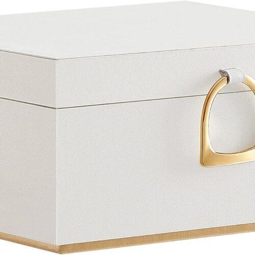 2-Layer Jewelry Box, Jewelry Organizer with Handle, Removable Jewelry Tray, Jewelry Storage, Floating Effect, 8.1 x 9.4 x 4.3 Inches, Gift Idea, White