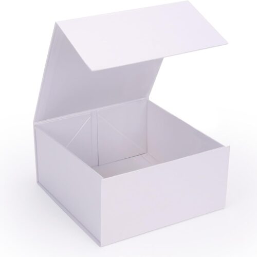 8x8x4 Inches Gift Box with Magnetic Closure Lid, White Magnetic Box for Wedding, Groomsmen Bridesmaid Proposal, Birthdays, Mother's Day, 1 Pack