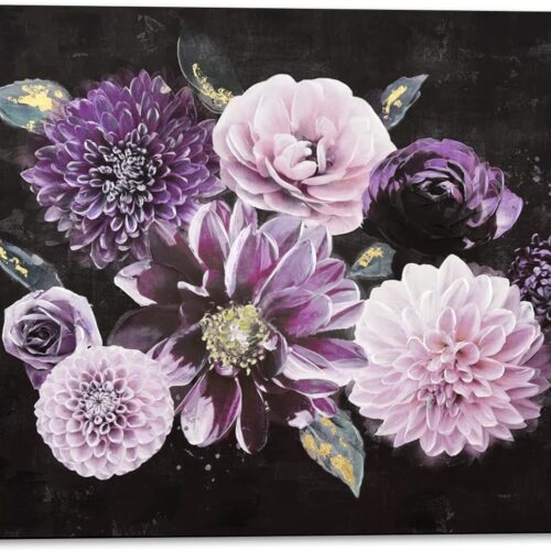Paint by Number for Adults Beginner Students,Ideal Gift Choice for Birthday or Any Festival, DIY Acrylic Painting Kit for Hoom Decor Canvas ONLY (Purple Flowers 16x20)