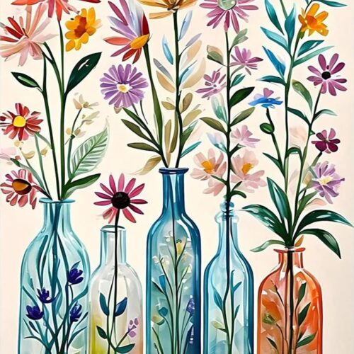 DIY Diamond Art Kits for Adults Flowers Diamond Painting Kits for Adults Beginners, Round 5D Full Drill Paint by Diamonds Gem Art Dots Painting Vase Flowers Crafts for Home Wall Art Decor 11.8x15.7in