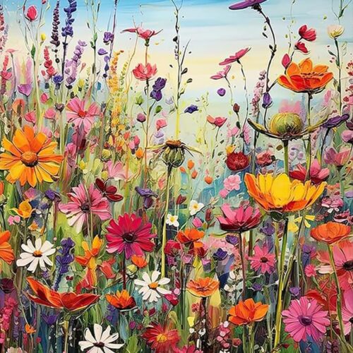 Flower Diamond Art Kits for Adults,5D Wildflowers Diamond Painting DIY Diamond Art Diamond Painting Kits for Adult,Round Full Drill Diamonds, Diamond Art Kits for Home Decor-12x16inch