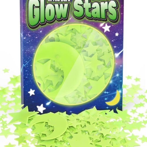 Greingways 201 Pcs Glow in The Dark Stars Stickers for Ceiling Bedroom, Stocking Stuffers for Kids Ages 2-4, 3-5, 4-8, 8-12, Boys Girls Room Decor Wall Stickers Stocking Stuffers for Toddler-Green