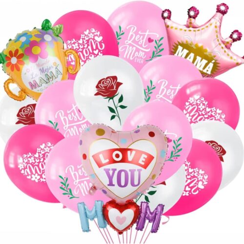 Mother's Day Party Balloons I Love You Best Mom Ever Latex Balloons Happy Mother's Day Balloons For Mother's Day Party Decorations