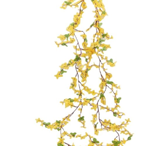 2PCS Artificial Flowers Vine Silk Flower Garland 5.9ft Yellow Spring Garland Decor Fake Hanging Artificial Jasmine Vines for Indoor Outdoor Home Wall Party Wedding Arch Decoration