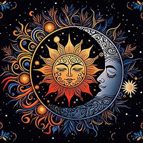 Diamond Art Kits for Adults,5D Sun and Moon Diamond Painting DIY Vintage Diamond Art Diamond Painting Kits for Adult,Round Full Drill Diamonds, Diamond Art Kits for Home Decor-12x16inch