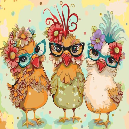 Paint by Numbers Kit for Adults Beginner, Adult Chicken Paint by Number Kits on Canvas, DIY Chicken Acrylic Watercolor Oil Paint by Number for Adults for Home Decor Gift 16x16 Inch