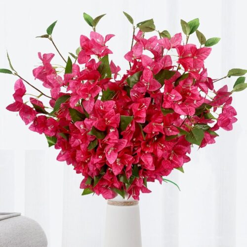 10Pcs Bougainvillea Artificial Flower Vines 30" Silk Bougainvillea Hanging Branches Long Stem Faux Bougainvillea for Home Garden Wedding Table Centerpieces Shower Backdrop (Fuchsia - Pack of 10)