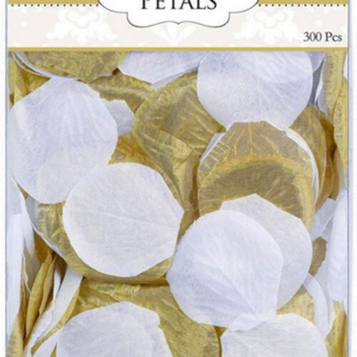 Gold & White Fabric Confetti Petals - 2" (Pack of 300) - Elegant Table Decorations for Weddings, Events & DIY Crafts