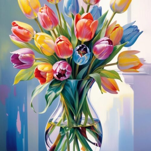 Diamond Painting Kits for Adults-Tulip Diamond Art Kits for Adults,5D Diamond Art Kits for Adults Beginner,DIY Full Drill Diamond Painting Flower Gem Art and Crafts 12x16inch