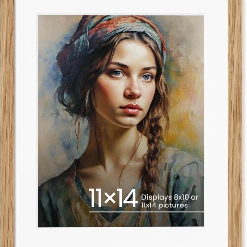 11x14 Picture Frame Picture Frame With Mat to 8x10, Natural Solid Wooden Poster Frames for Wall Art Photo and Prints,Graduation Picture Display,Family Picture,Photo Wall Mounted