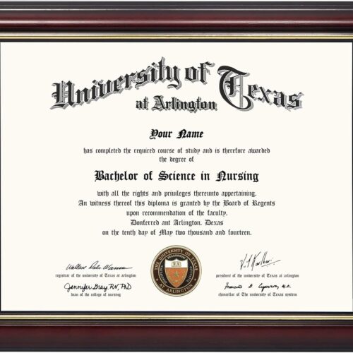 8.5x11 Certificate Diploma Frame,Solid Wood & UV Protection Acrylic,Cherry Finish with Gold Trim