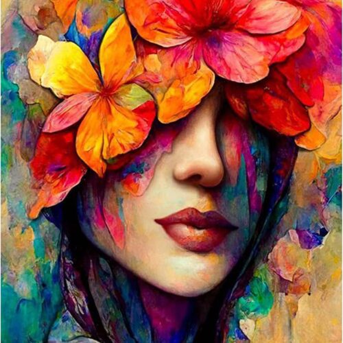 Diamond Painting Kits for Adults - Woman's Flower DIY 5D Diamond Art Kits Full Drill Diamond Dots Paintings with Diamonds Gem Art and Crafts Home Decor 12x16inch