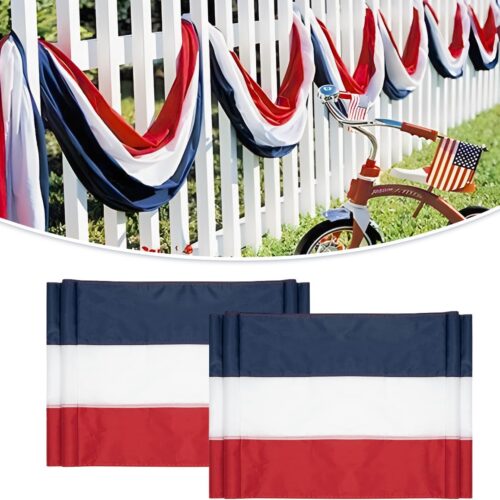 2Pack Patriotic Bunting US Flag Decorations 4th of July Decor 2x20 Ft Large Red, White & Blue Banner Veterans Day Memorial Days Celebration Outdoor Porch Garden