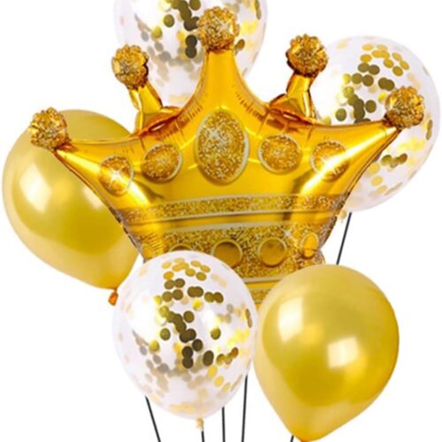 5 PCS Happy Birthday Five-pointed Star Gold Crown 1 Foil Balloons for Birthday Party Baby Shower Decorations