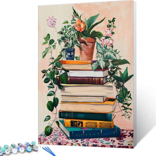 Watercolor Magic Book Flowers Paint by Numbers Kits for Adult,Bohemia Paint by Numbers Kits on Canvas Arts and Crafts with Brushes Acrylic Pigment Drawings Gift Without Framed 16''W x 20''H