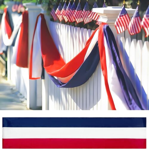 24x240 Inch American Patriotic Bunting Flags,Red White and Blue Banner for 4th of July Decorations Outdoor and Labor Day,Veterans Day,Memorial Days 1 Pack
