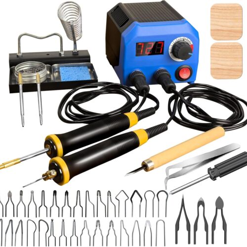 Wood Burner kit offers adjustable temperature control ranging from 200℃ to 750℃,Wood Burning kit with 2 Detachable Wood Burning Tool Pens, 36 Wood burner Tips,professional wood burning kit