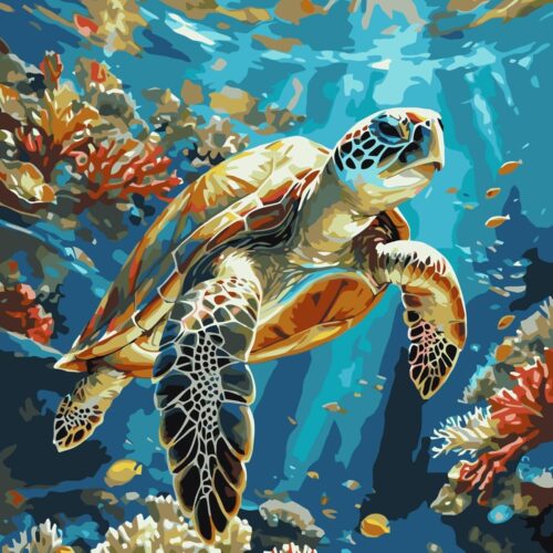 Painting by Numbers for Adults Number Oil Painting Kit Paint by Numbers Kit Beginner Turtle DIY Painting Kits for Adults Without Frame Paint by Number On Canvas for Gift Home Wall Decor