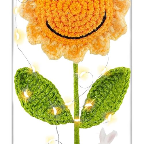 Sunflower Gifts for Women Birthday, Crochet Sunflowers in Dome with LED Strip for Her, Sun Flowers Gifts for Wife Girlfriend Mom on Birthday Mother's Day