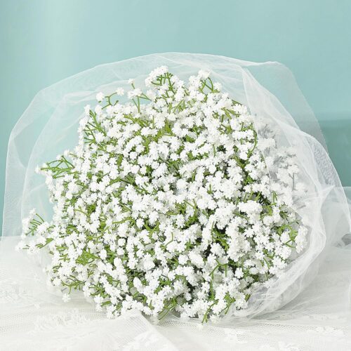 Babys Breath Artificial Flowers, 10 PCS White Baby Breath Flowers Artificial Bulk, Fake Babys Breath Gypsophila Real Touch Faux Babys Breath for Wedding Floral Arrangement Home Decor