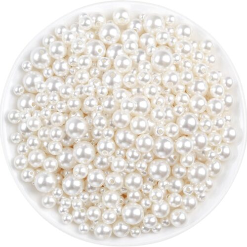 Pearl Beads, Anezus 800pcs Ivory Pearl Craft Beads Loose Pearls for Jewelry Making, Crafts, Decoration and Vase Filler (Assorted Sizes)