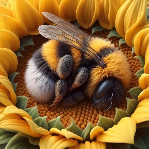 Diamond Painting Kits for Adults, Bee Diamond Art Kits, 5D Sunflowers Diamond Painting, DIY Round Full Drill Diamond Painting Gem Arts and Crafts for Home Decor 12x12