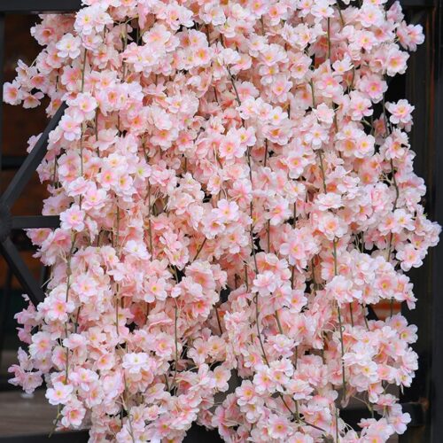 8pcs 47.2ft Artificial Cherry Blossom Flower Garland Hanging Vines for Spring Home Room Wedding Party Kawaii Decor (Pink-8PCS)
