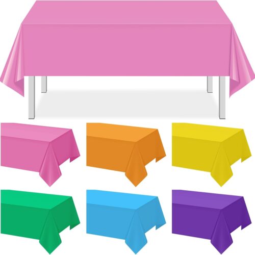 12 Pcs Cinco De Mayo Fiesta Tablecloths, Plastic Fiesta Table Cloth Multi Colored Disposable Rectangle Table Covers for Taco Night,Dia De Los Muertos, Mexican Themed Party Decorations, 54*108 Inch