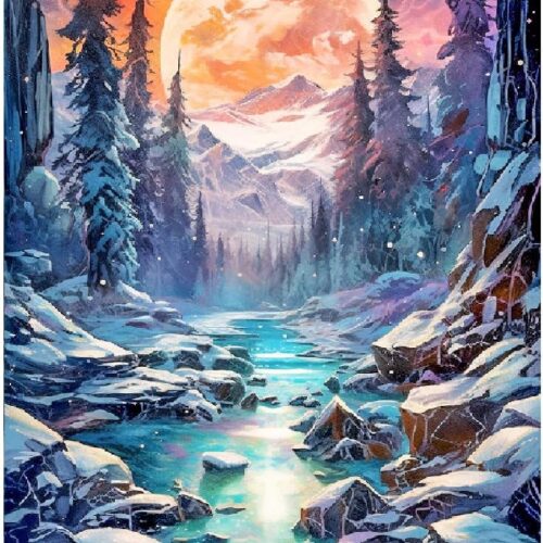 Diamond Art Kits for Adults - Moon Landscape Diamond Painting Kits DIY 5D Full Drill Diamond Dots Paintings with Diamonds Gem Art and Crafts for Home Decor 12x16 Inch
