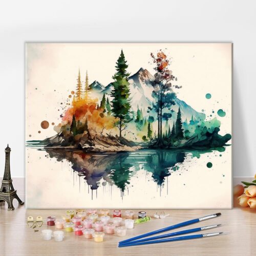 Paint by Numbers Kit for Adults,Hand Drawn Watercolor Coniferous Adult Paint by Number Kits,Forest Spruce Winter Nature Painting Kits for Adults,Suitable for Home Wall Decoration(16x20 Inch)