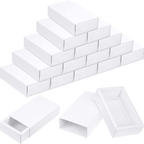 30 Pieces Kraft Paper Drawer Box, Mini Crafts Cardboard Present Boxes for Business and Soap Jewelry Candy Weeding Party Favors Present Packaging Boxes (White)