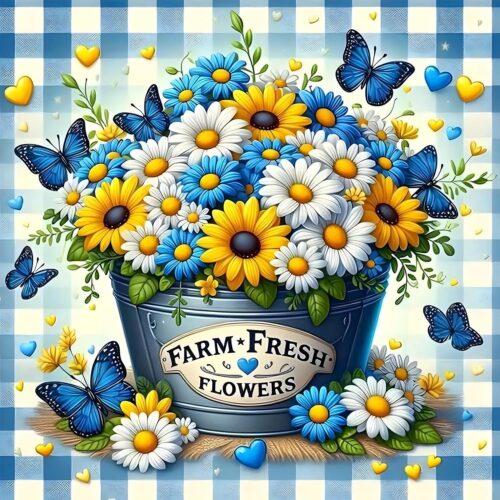 Diamond Painting Kits for Adults, Daisy Flowers 5D Diamond Art Painting by Numbers Kits, DIY Diamond Art Kits, Full Round Drill Diamond Painting Kit for Adults for Home Wall Decor,13.7x13.7 inch