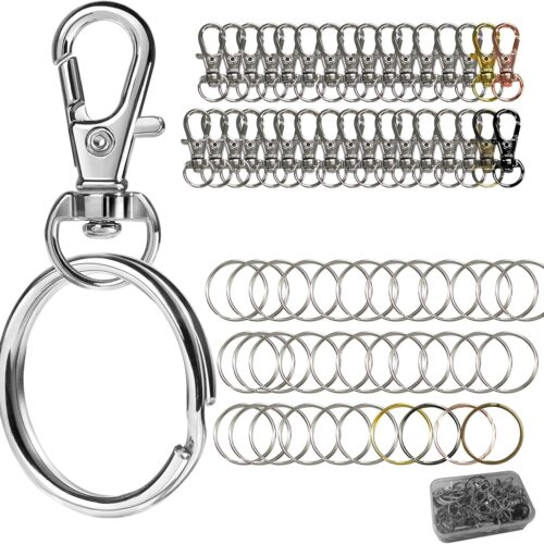 Keychain, 68PCS Swivel Snap Hooks with Key Rings, Metal Lobster Claw Clasp,34PCS Keychains Clips Hooks and 34PCS Key Chain Rings,Keychain Rings for DIY Crafts,Jewelry Making Silver/Mix