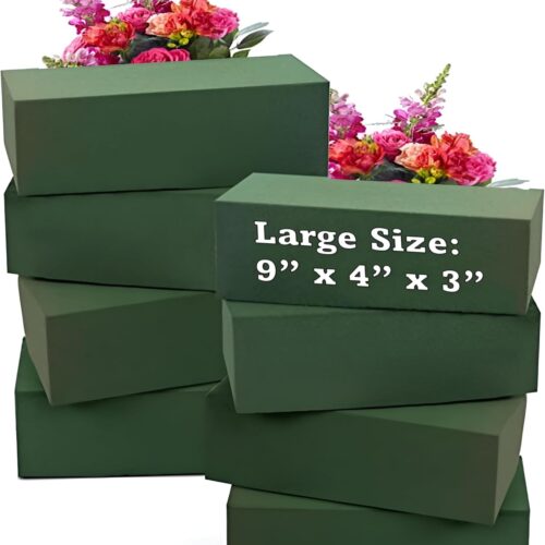 8 Pcs Floral Foam Blocks (Larger Size 9" X 4" X 3" Each) Florist Flower Foam Green Bricks Applied Dry or Wet Flower Foam Bricks Arrangement Supplies for Artificial or Fresh Flowers