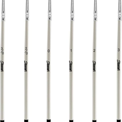 Script Liner Paintbrush 6 PCS Highly Flexible Liner Brush Extra Long Fine Point Tip Pinstriping Scroll Outlining Brush for Acrylic Watercolor Oil Gouache