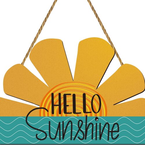Summer Decor Summer Door Decor Sun Shape Hanging Plaque Pool Decorations Wooden Front Door Hanger Hello Sunshine Door Sign for Wall Office Indoor Home Decorations