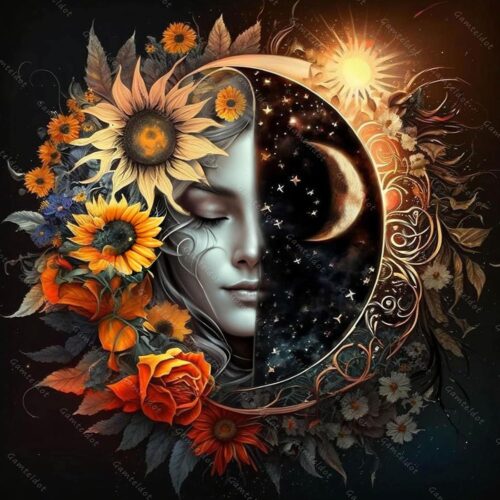 Sun and Moon Diamond Art Kits for Adults,Diamond Painting Kits for Adults Beginner,5D Diamond Art DIY Full Drill Diamond Dots Diamond Painting Gem Craft for Home Wall Decor Gift-12x12in