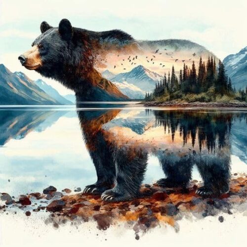 Forest Bear Diamond Painting Kits for Beginner - 5D Bear Diamond Art Kits for Adults, DIY Animal Diamond Painting Gem Art Crafts, Diamond Art Painting for Home Decor Walls Gifts 14X14Inch