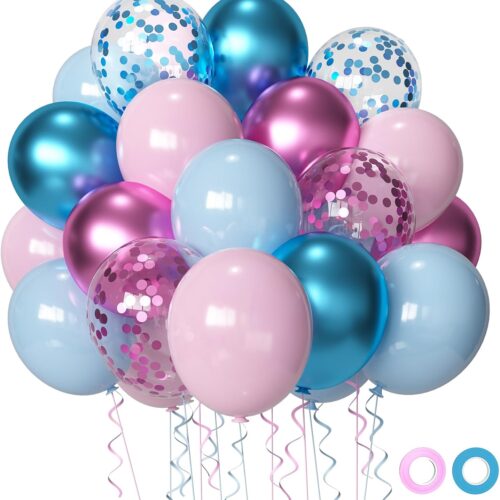Pink and Blue Party Balloons,Pink Blue Latex Balloons 50 Pcs 12 inch Blue and Pink Gender Reveal Party Balloons for Gender Reveal Wedding Engagement Birthday Parties Baby Shower Decoration