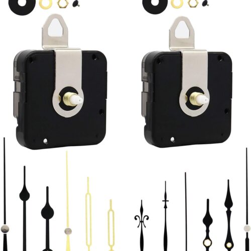 12888 2 Pack Clock Movement Mechanism with 4 Pairs of Short Hands Battery Silent Sweep Operated Quartz Clock Kit DIY Repair Parts Replacement,Total Shaft Length is 13.5 mm (17/32 inch). …