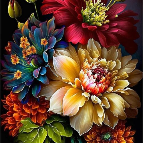 Diamond Painting Flowers-5D Diamond Art,Flowers Diamond Paintings for Adults,DIY Full Drill Paint by Diamonds Flowers Gem Painting on Canvas Perfect for Gifts and Home Wall Decor 12x16inch