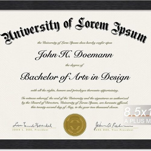 Black 8.5 x 11 Frame, Engineered Wood Frame with Wood-grain for Display 8.5 by 11 Document Award Certificate Wall and Tabletop - 1 Pack/Black/8.5x11