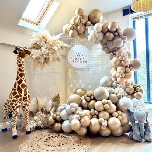 145PCS Neutral Balloon Arch Kit Champagne Balloon Double Stuffed Pearl White Cream Peach neutral balloons champagne gold balloons for Wedding
