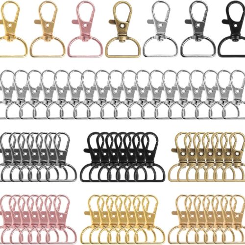 60PCS Key Chain Clip Hooks, Swivel Clasp Hooks, D Ring Clip Lanyard Hardware for Keychain Making(3/4”Inside Width)