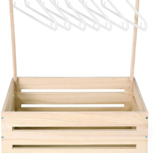 Wooden Baby Shower Crate Closet, Wood Hamper New Baby Gift Basket with Handle Gender Reveal Storage Box for Pregnancy New Parent(Wood Color,Classic)