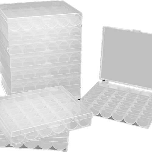 10 Pack Plastic Bobbin Organizer, 36 Slot Transparent Storage Box, Sewing Machine Bobbin Case