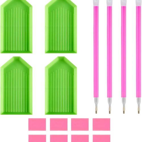 5D Diamond Painting Tools and Accessories,16 PCS Diamond Gem Art Tool Kits with Diamond Painting Pen,Glue Clay,Plastic Trays DIY Diamond Painting Accessories Art Supplies