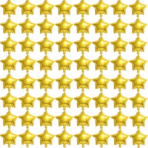 50 Gold Star Balloons - 5" Small Gold Foil Star Mylar Balloons for Party Decorations